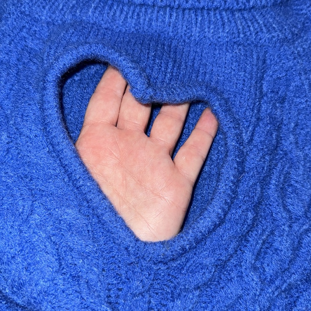 GUC Blue Turtleneck Cable Knit Sweater - Picture 2 of 5